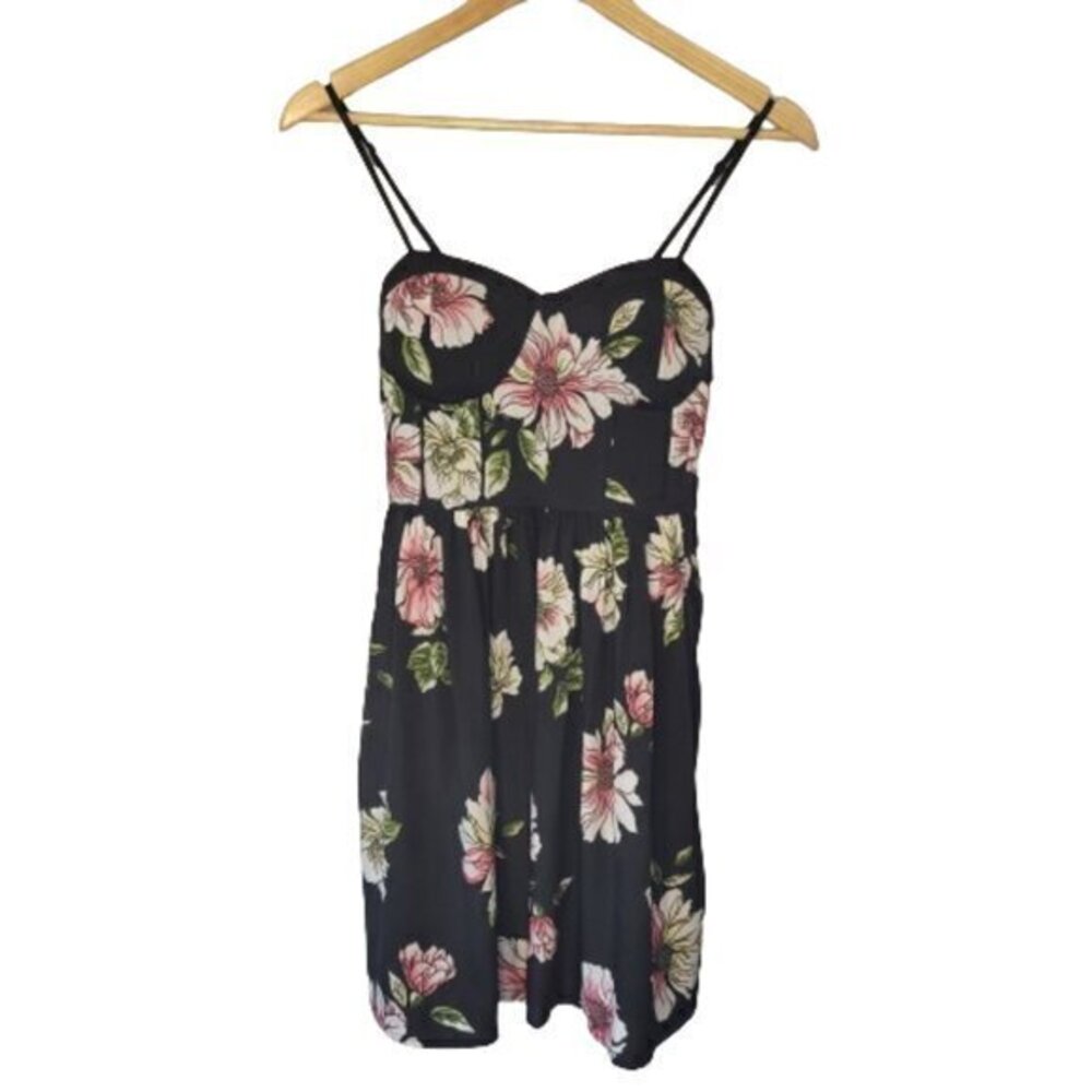 💥FREE w/ Purchase Band of Gypsies Sundress Black Dusty Coral Floral Size XS